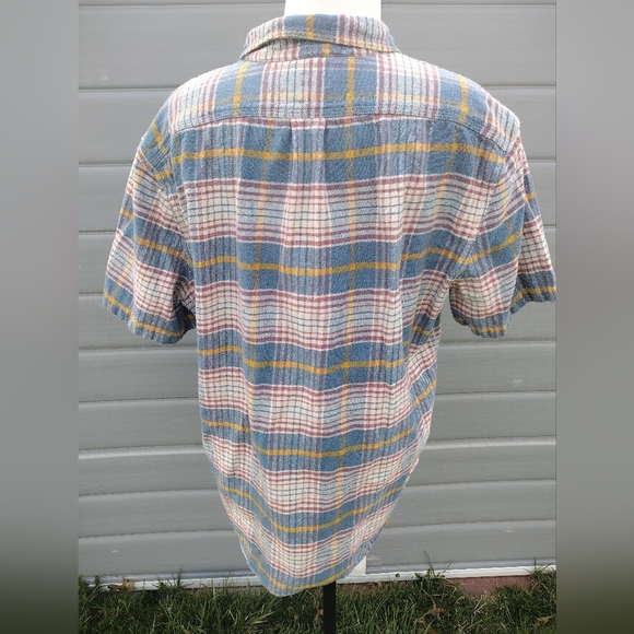 Wallace & Barnes Mens XL Flannel Weave Boxy Fit Short Sleeve Shirt-Tartan Plaid - Picture 4 of 8